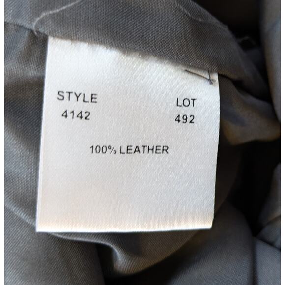 NEW Saks Fifth Avenue Folio Collection Leather Pants 10 Gray Shimmer High Rise - Picture 9 of 10